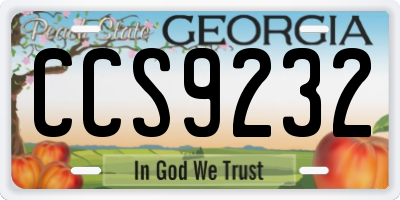 GA license plate CCS9232