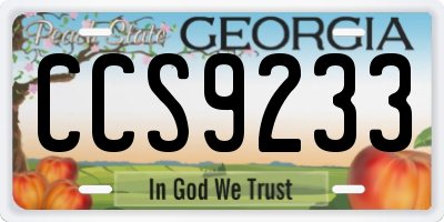 GA license plate CCS9233