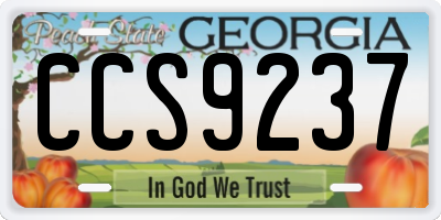 GA license plate CCS9237