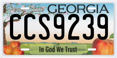 GA license plate CCS9239