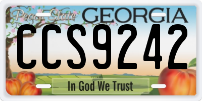 GA license plate CCS9242