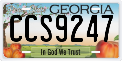 GA license plate CCS9247
