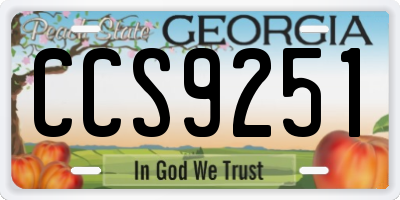 GA license plate CCS9251