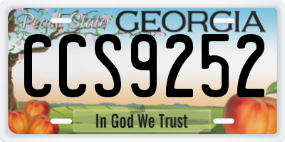 GA license plate CCS9252
