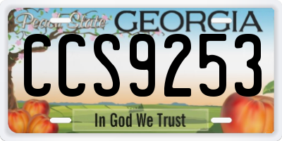 GA license plate CCS9253