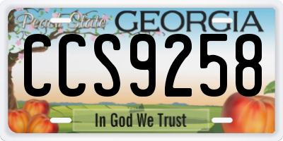 GA license plate CCS9258
