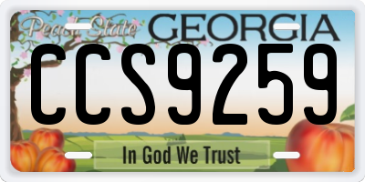 GA license plate CCS9259