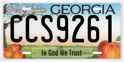 GA license plate CCS9261
