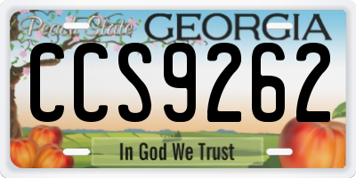 GA license plate CCS9262