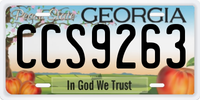 GA license plate CCS9263