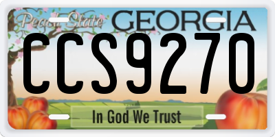 GA license plate CCS9270