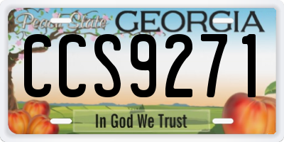 GA license plate CCS9271