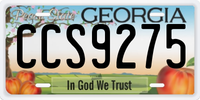 GA license plate CCS9275