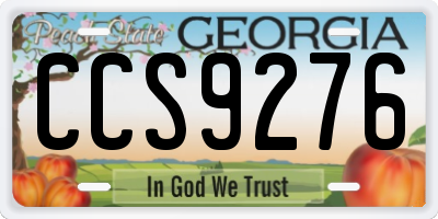 GA license plate CCS9276