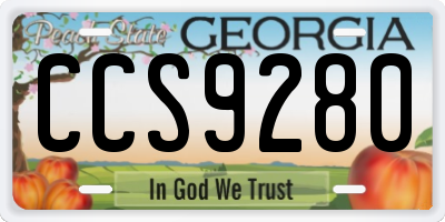 GA license plate CCS9280