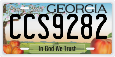 GA license plate CCS9282