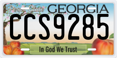 GA license plate CCS9285