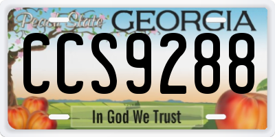 GA license plate CCS9288