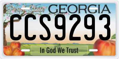 GA license plate CCS9293