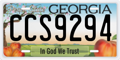 GA license plate CCS9294