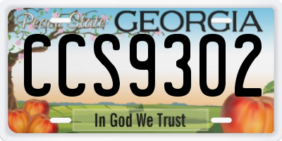 GA license plate CCS9302