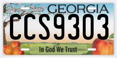 GA license plate CCS9303