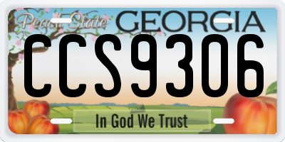 GA license plate CCS9306