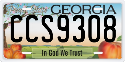 GA license plate CCS9308