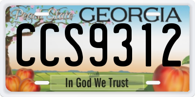 GA license plate CCS9312