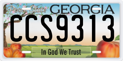 GA license plate CCS9313
