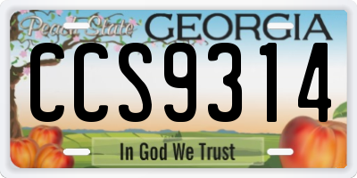 GA license plate CCS9314