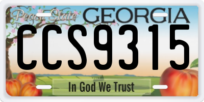 GA license plate CCS9315
