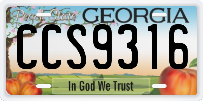GA license plate CCS9316