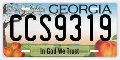 GA license plate CCS9319