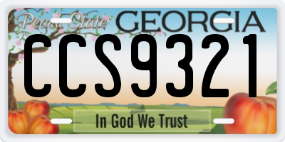 GA license plate CCS9321