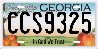 GA license plate CCS9325