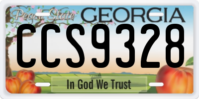 GA license plate CCS9328
