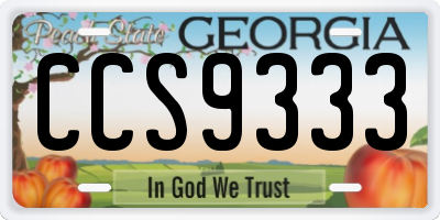 GA license plate CCS9333