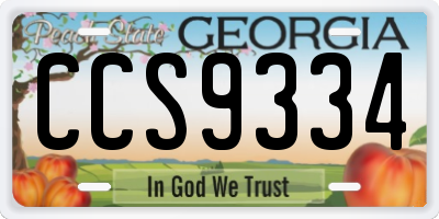 GA license plate CCS9334