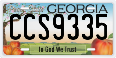GA license plate CCS9335