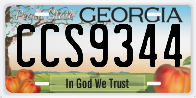 GA license plate CCS9344