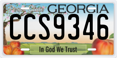 GA license plate CCS9346