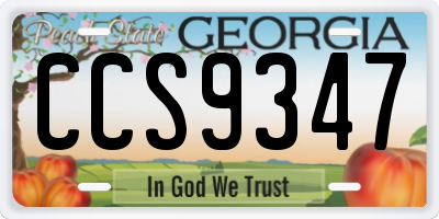 GA license plate CCS9347