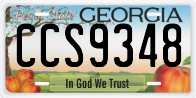 GA license plate CCS9348