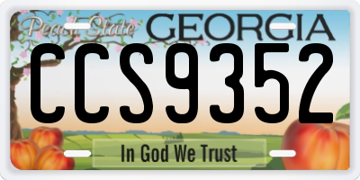 GA license plate CCS9352