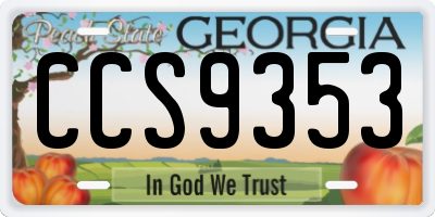 GA license plate CCS9353