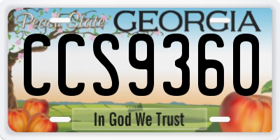 GA license plate CCS9360