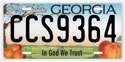 GA license plate CCS9364