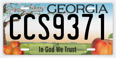 GA license plate CCS9371