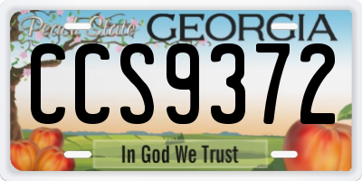 GA license plate CCS9372